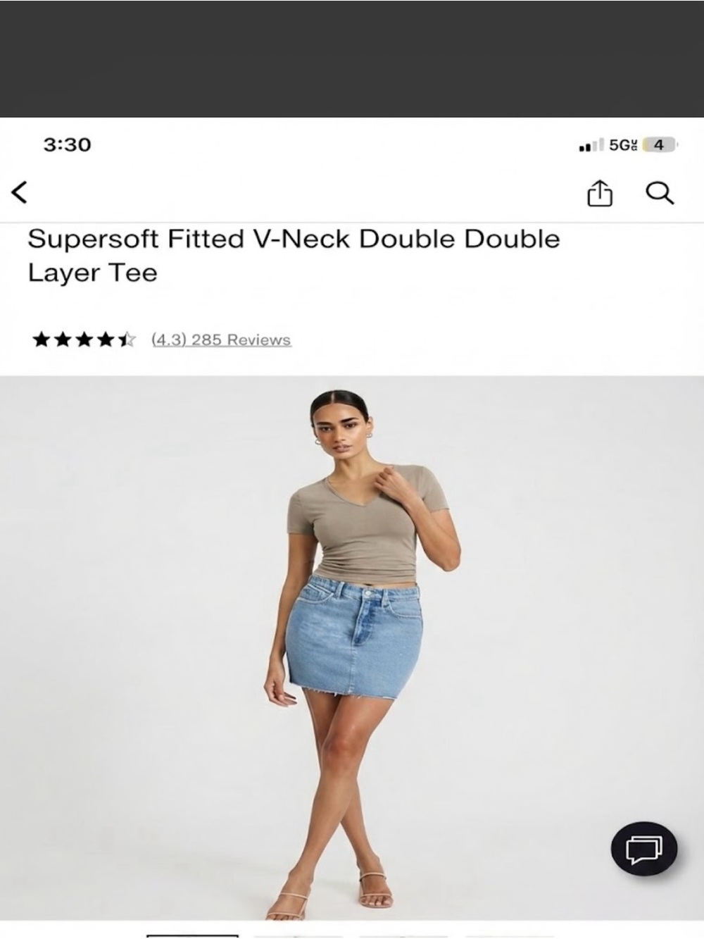 Express Supersoft V-Neck Double Layer Tee - Taupe